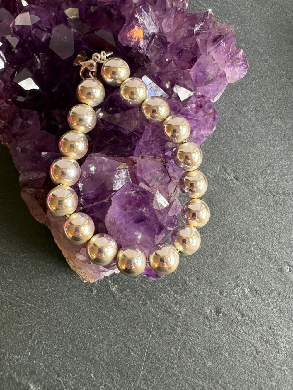 Pristine Tiffany & Co. 10mm Sterling Silver Ball Bead Bracelet Vintage HardWear - Picture 7 of 7